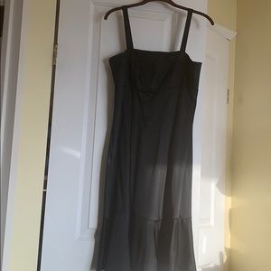 Black satin dress with flounced 7” bottom